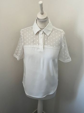 Blouse blanche col Claudine school rag XS