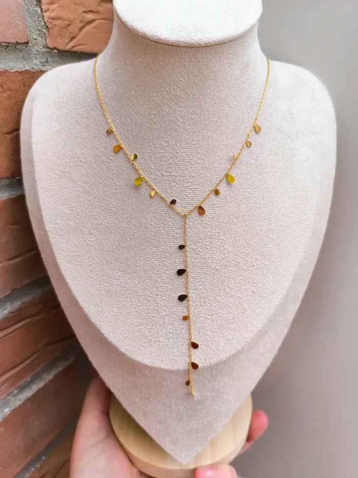 Pendentif doré en Y avec pampilles gouttes - photo numéro 3