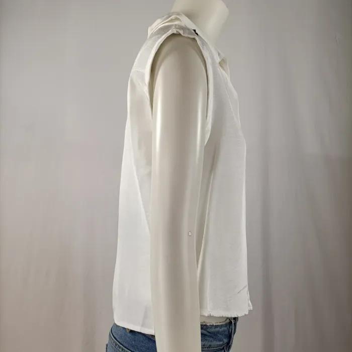 Blouse sans manches blanche Eleven Paris – col chemise, fluide, taille S A951 - photo numéro 4