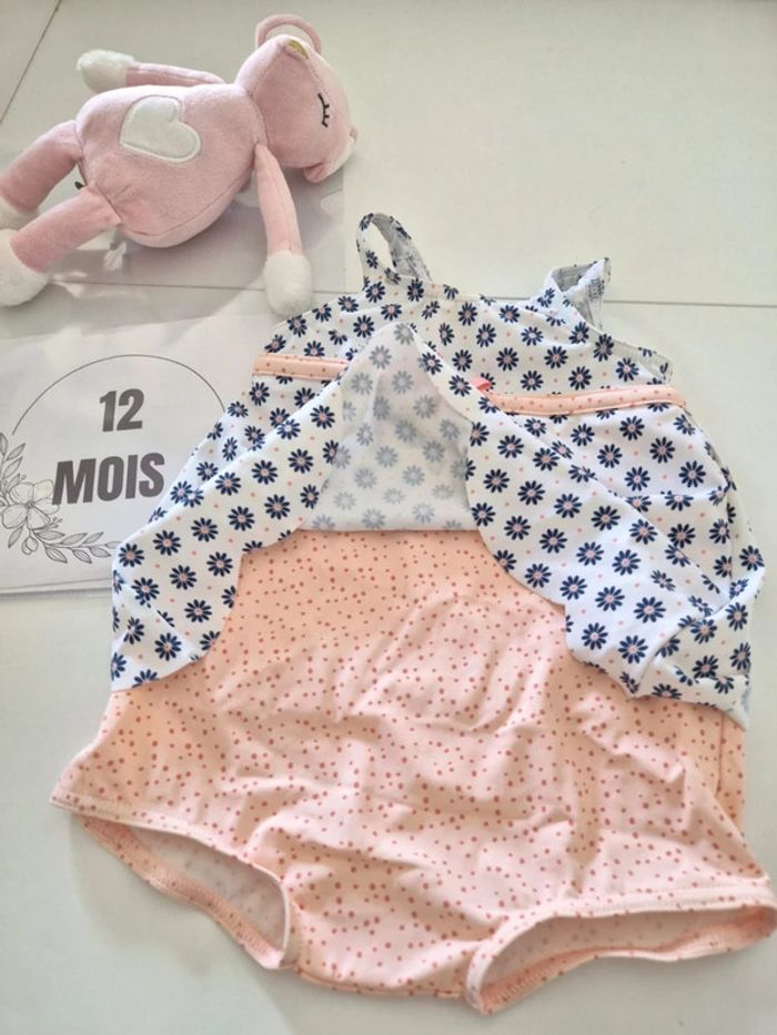Maillot de bain 1 pièce bébé fille jupette 9 12 mois Archimede - photo numéro 2