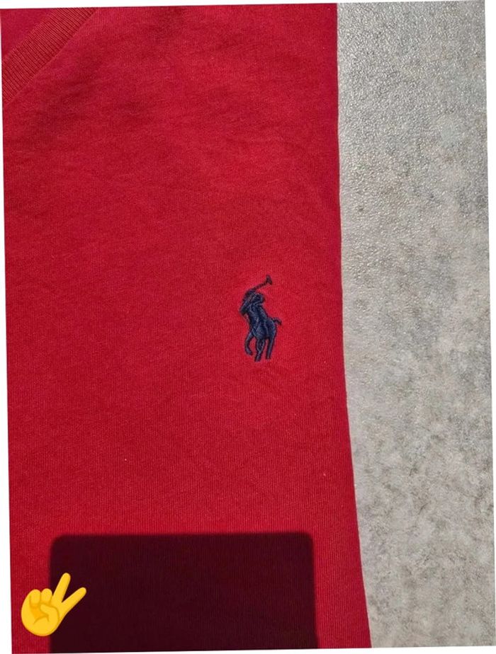 T-shirt Ralph Lauren M coupe col V reouge Homme Men tee61 - photo numéro 2