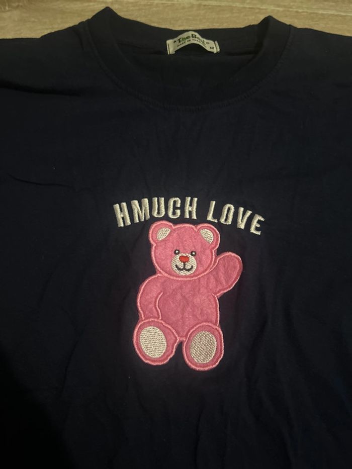 T-shirt the best bleu marine teddy bear hmuch love M - photo numéro 2