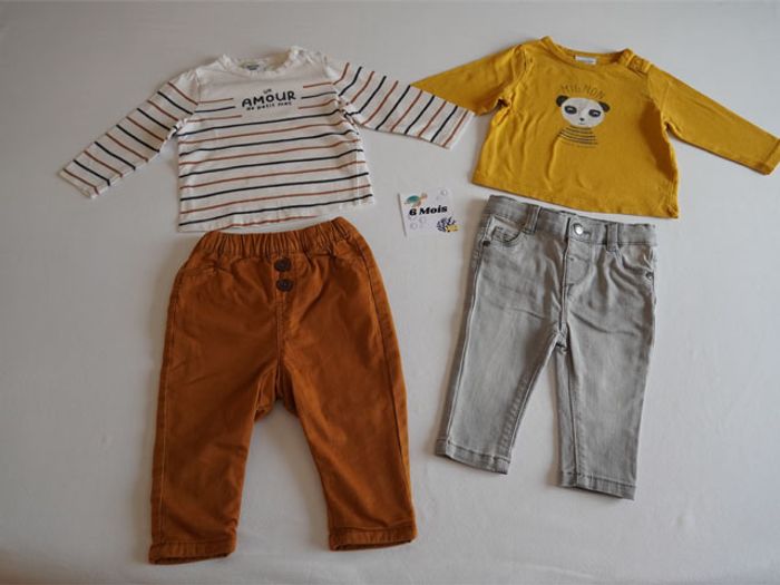 Lot n°12 Vêtements Tape à l'oeil 6 mois : 5 Pantalons + 1 Salopette + 6 Hauts - photo numéro 3