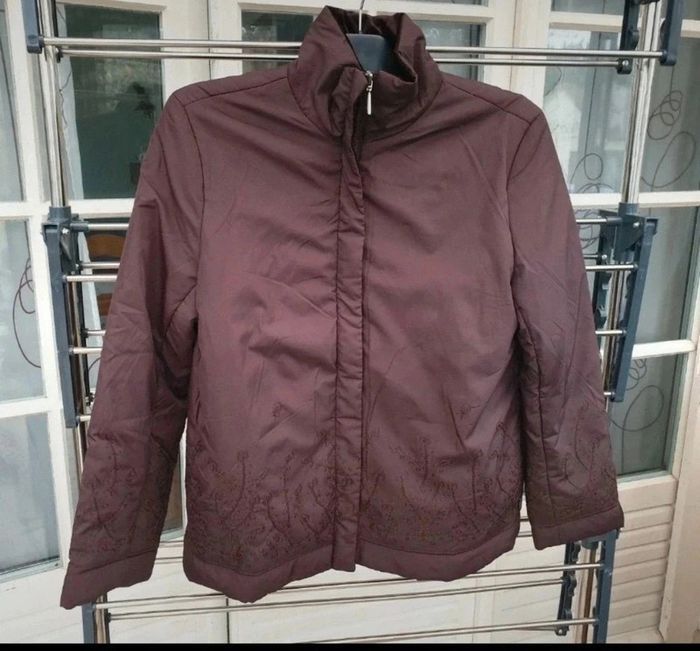 Blouson- doudoune marron brodé "Chanon Collection" T.38 - photo numéro 5