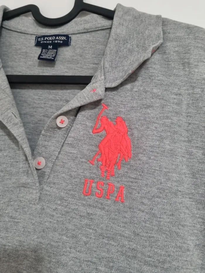 polo us polo assn gris chiné et rose fluo - photo numéro 3
