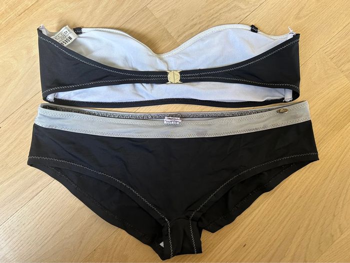 Maillot de bain 2 pièces bandeau noir et argenté - photo numéro 6