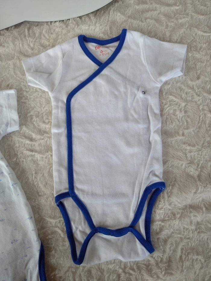 Lot de 2 bodies croisés manches courtes Mixte 6 mois souris Dpam 100% coton - photo numéro 11