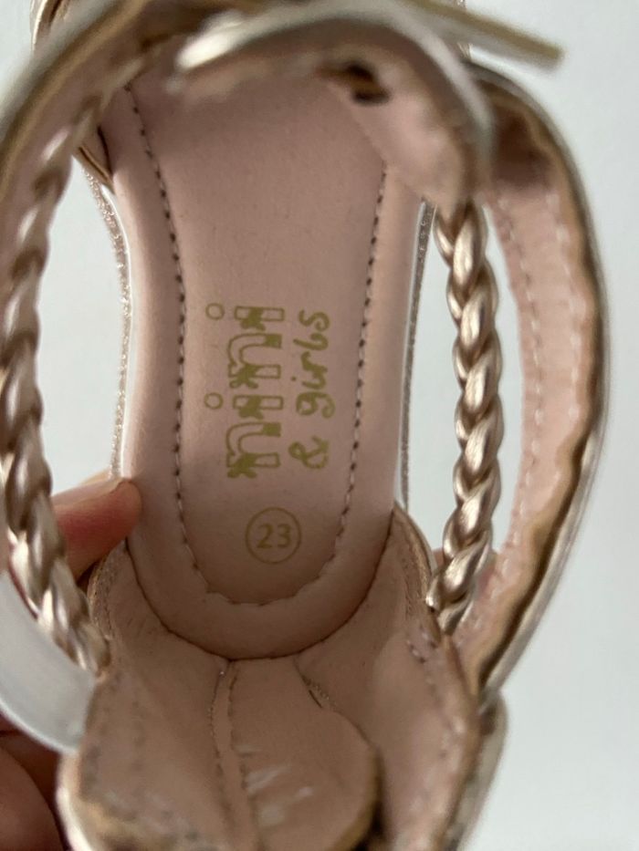 Sandales montantes enfant - Style gladiateur - Or rose / Paillettes - Pointure 23 - photo numéro 8