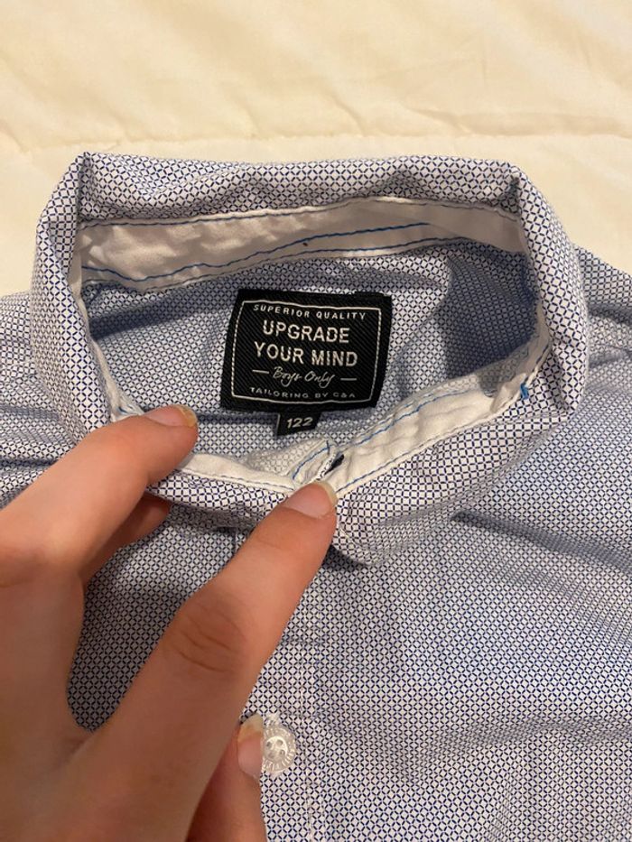 Chemise blanche à petits carreaux bleus 8 ans C&A - photo numéro 3