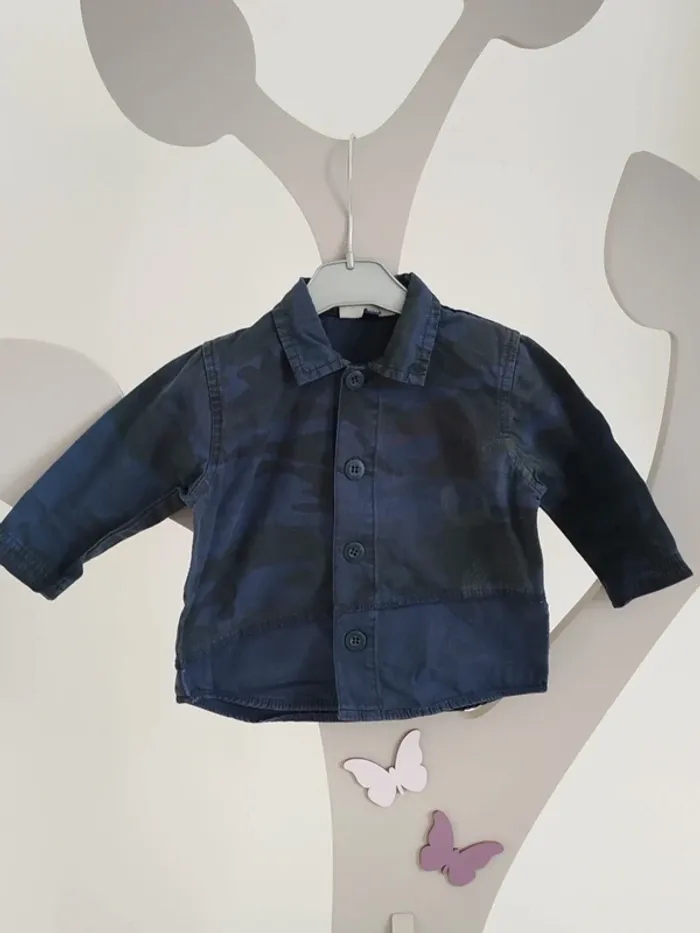 Chemise manches longues bleu marine IKKS taille 3 mois