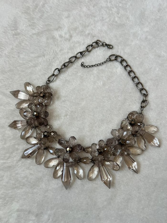 Collier fleurs effet cristal strass noir Coquette y2k vintage - photo numéro 3