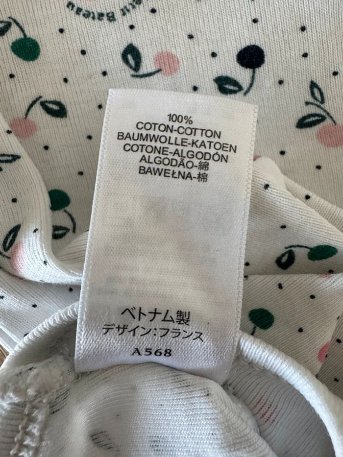 Body MC blanc à fleurs Petit Bateau 12 mois TBE - photo numéro 5