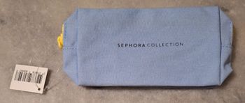 Trousse à maquillage Sephora zippée bleu ciel et jaune