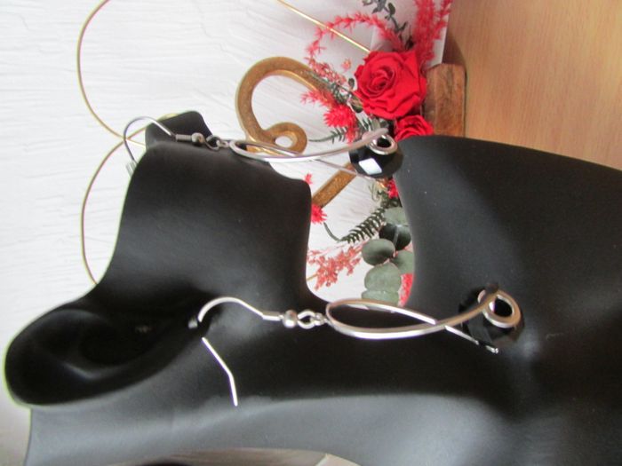 Boucles d'oreilles évolutives + perles cristal noir Zabok - photo numéro 3