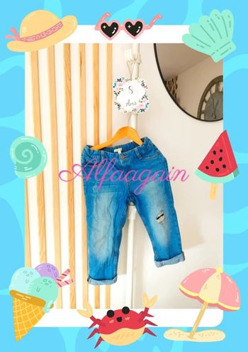 Bermuda jean fille troué 8ans