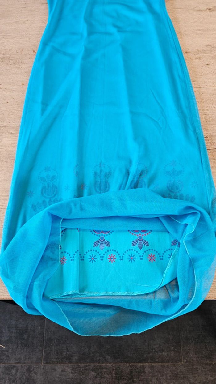 Robe longue bleu turquoise en voile doublée, made in France, TU - photo numéro 6