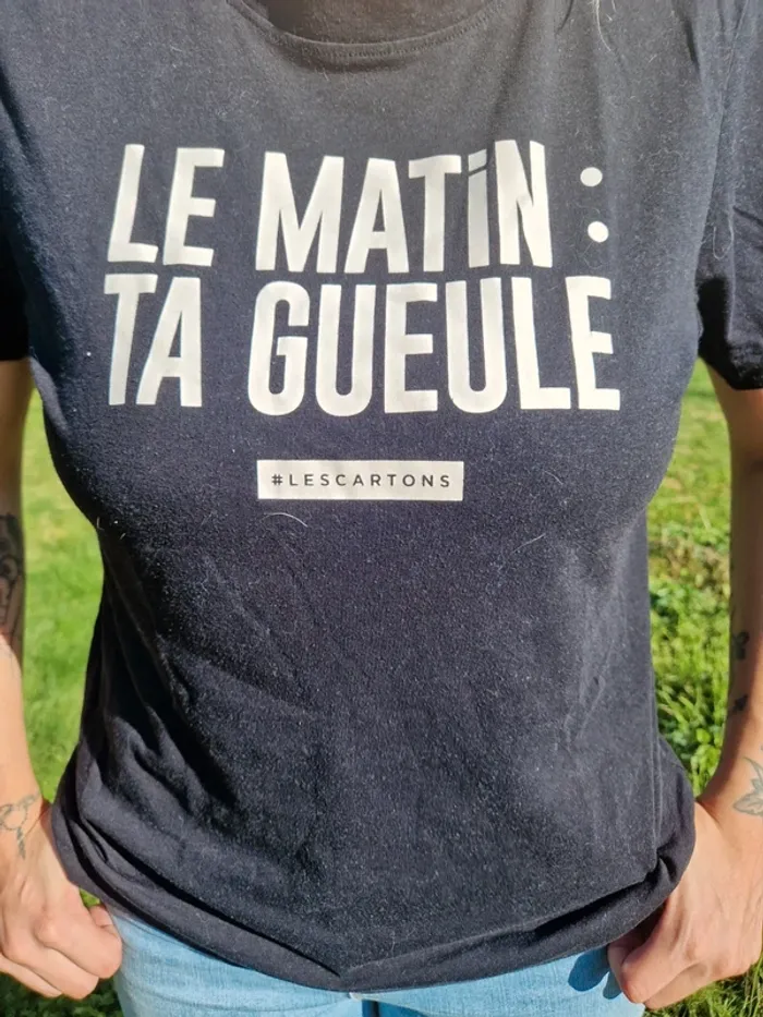 💥 T-shirt noir "Le Matin : Ta Gueule" Undiz - Taille 38/40/42 💥 - photo numéro 3