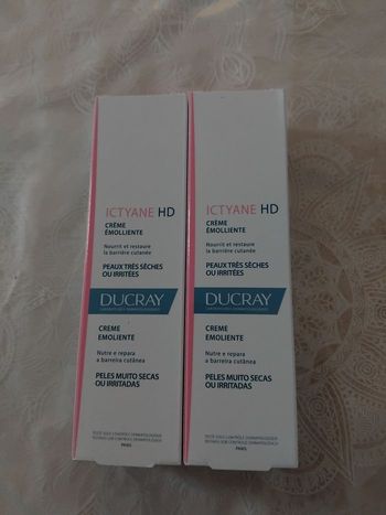 Ducray  ictiyane HD crème émolliente peaux très sèche a irrité lot de  2×50 ml 01/2027