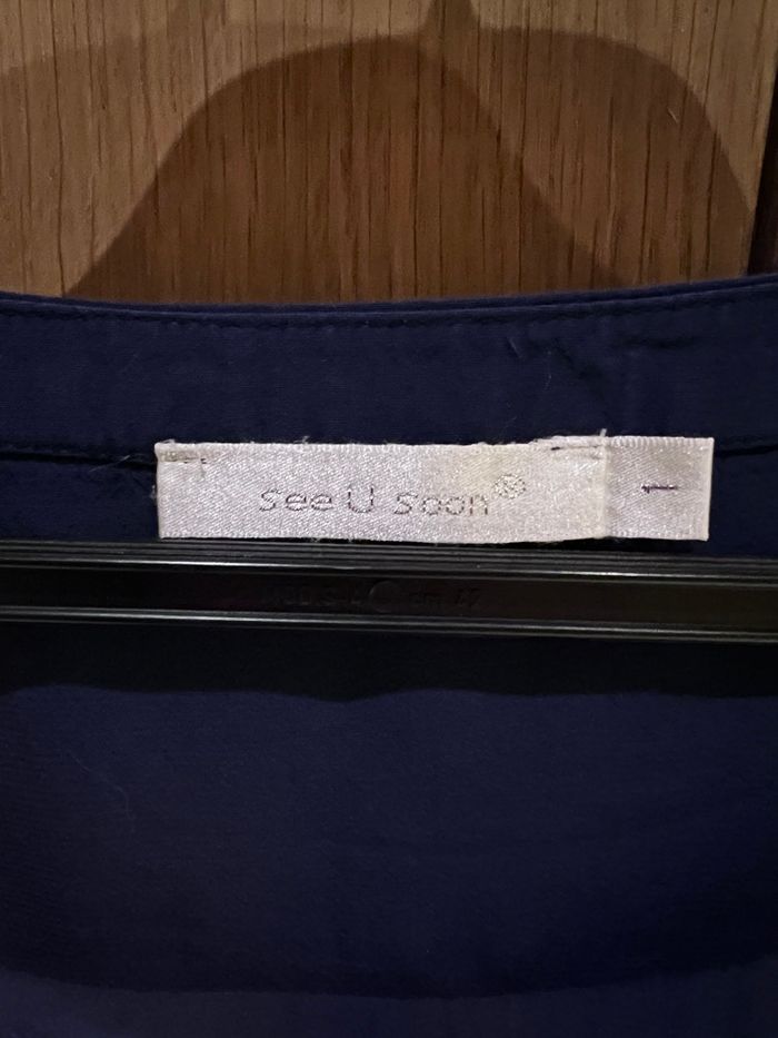 Top See U Soon  bleu marine dentelle noire - photo numéro 6