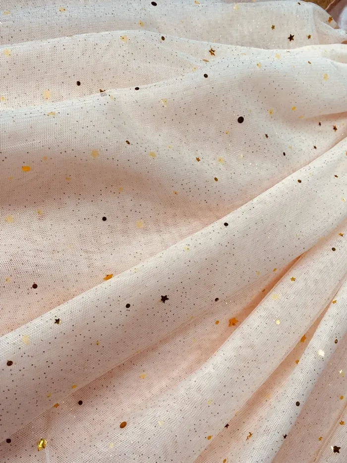 Taille 3-4 ans Robe longue créateur fille TAO beige crème doré * satin tulle étoile * 🌸 - photo numéro 4