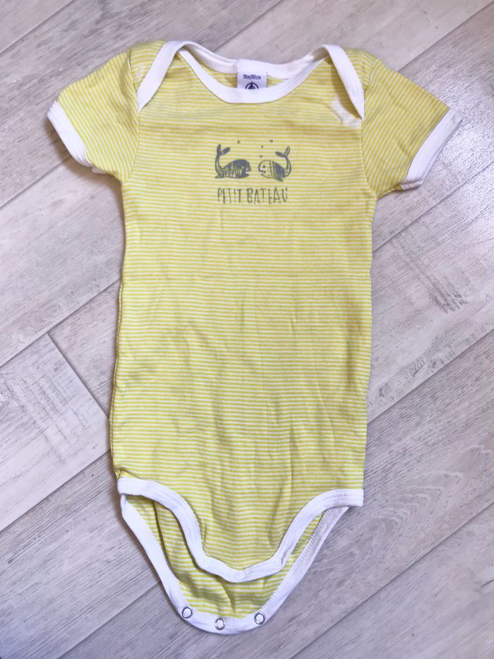 Body à rayures jaunes 18mois (Petit Bateau)
