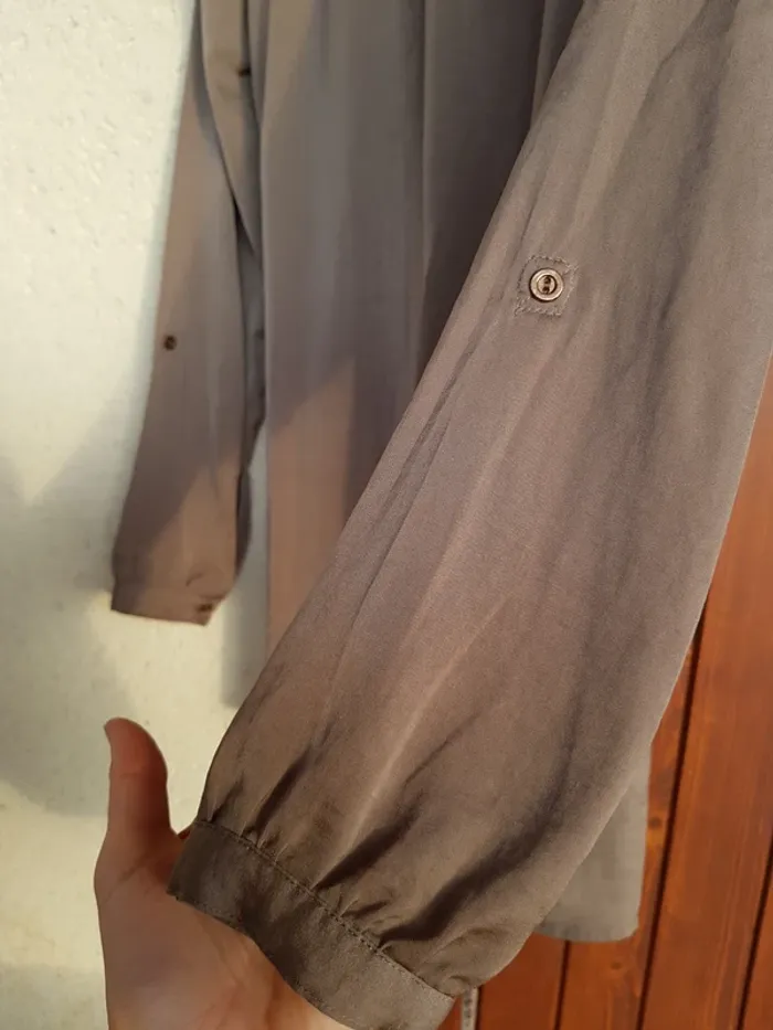 Blouse satin taupe dorée - photo numéro 7