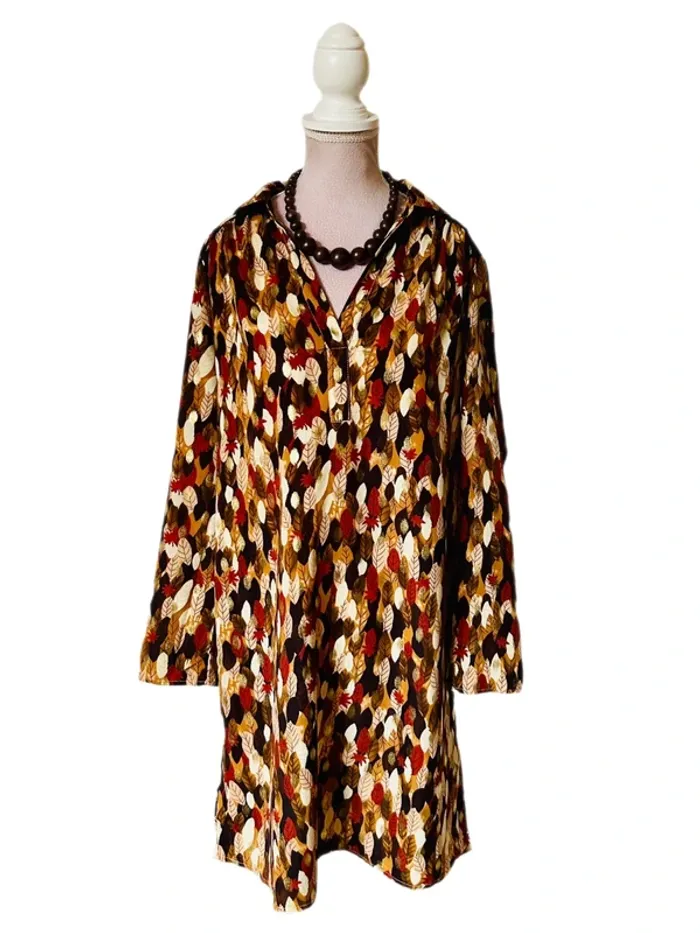 🍁Robe tunique automnale feuillage doré Boho chic S/36 Autumn gold leaf dress tunic🍁 - photo numéro 6