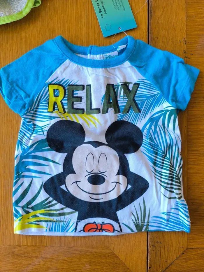 312737 Tee-shirt MC blanc/bleu garçon 3 mois disney