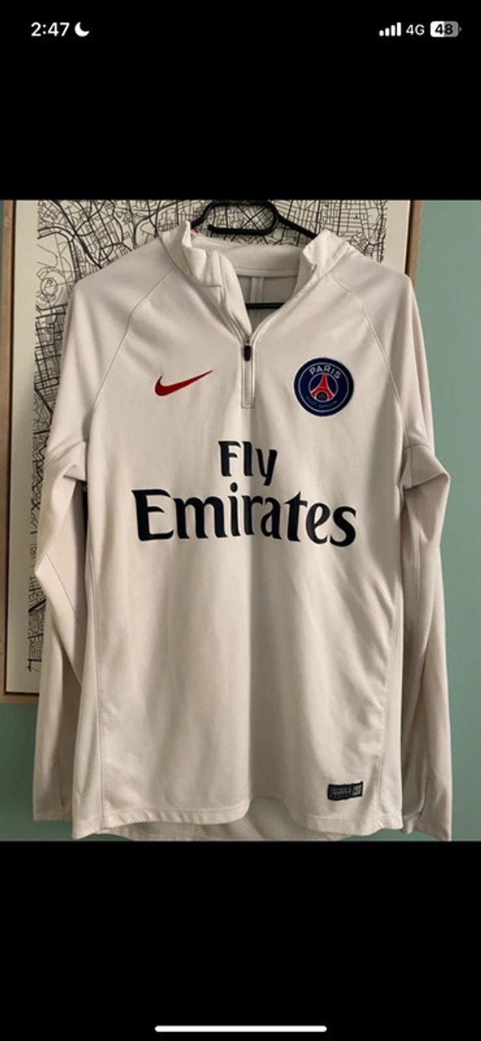 Haut entraînement PSG Nike - blanc Fly Emirates - taille M - officiel