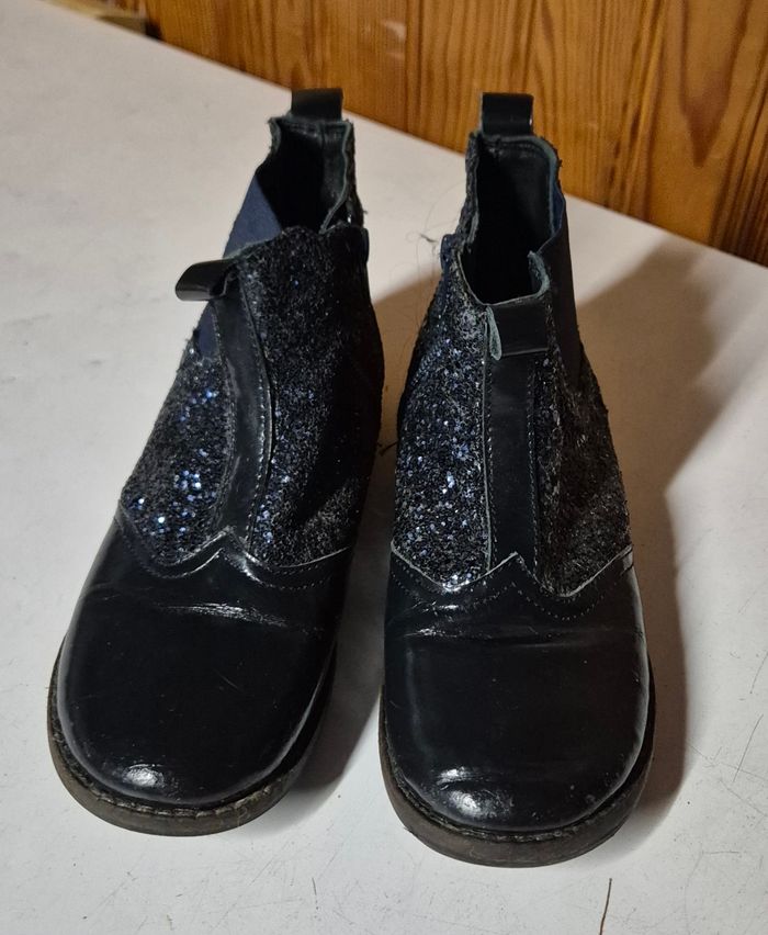 Bottines fille du pareil au même cuir taille 34 bleu marine - photo numéro 2