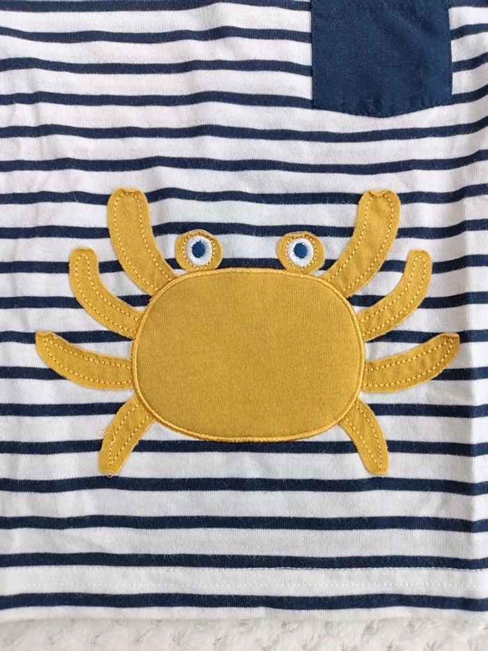 🔸 Tee-shirt Manches Courtes Rayé Crabe - 24 Mois🔸 - photo numéro 3