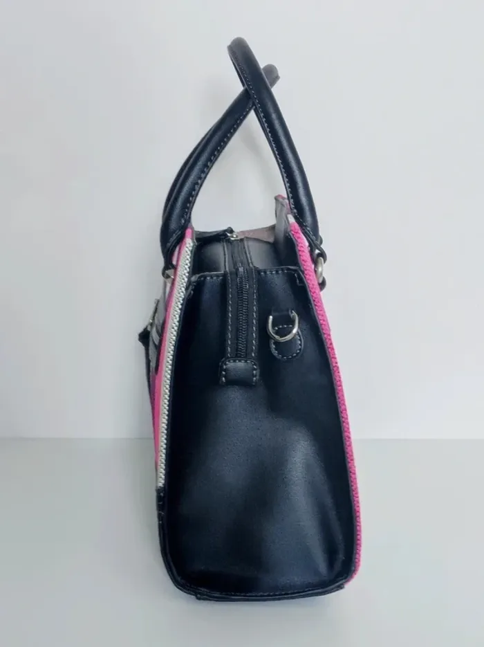 Sac à main rayé rose violet argent bandoulière amovible / David Jones - 30×23×10cm - photo numéro 7