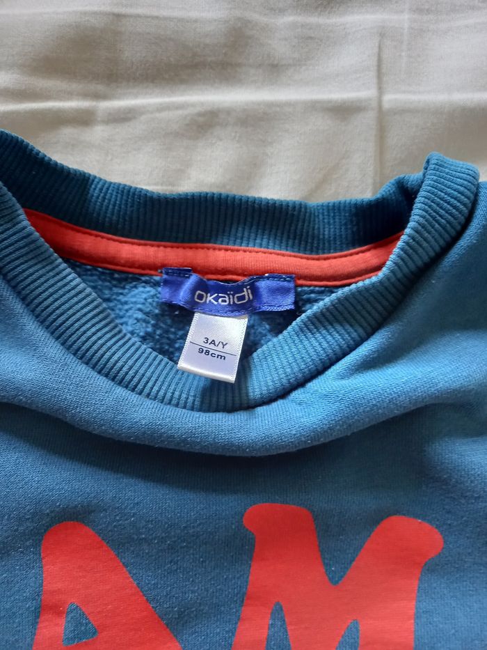Joli sweat garcon okaidi  3 ans bleu - photo numéro 3
