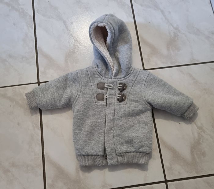 gilet garçon gris fourré avec capuche kimadi taille 3 mois