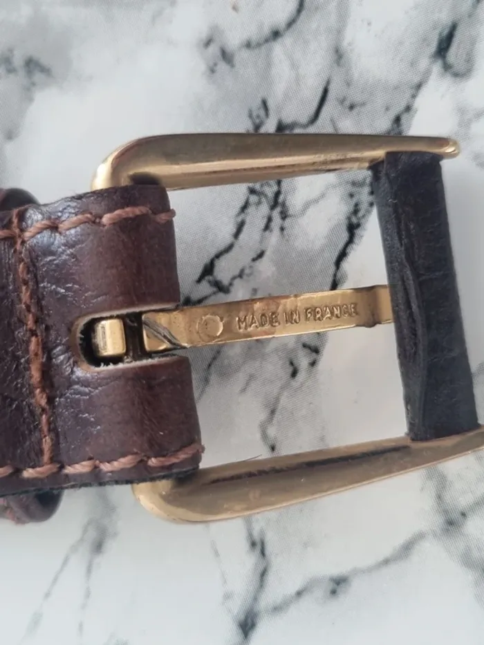 Ceinture en cuir marron et dore vintage - photo numéro 20