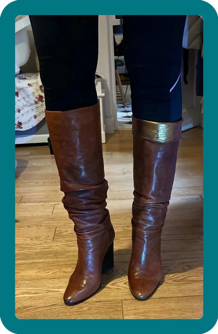 Bottes hautes plissées en cuir véritable taille 38 - BCBGmaxazria - photo numéro 9