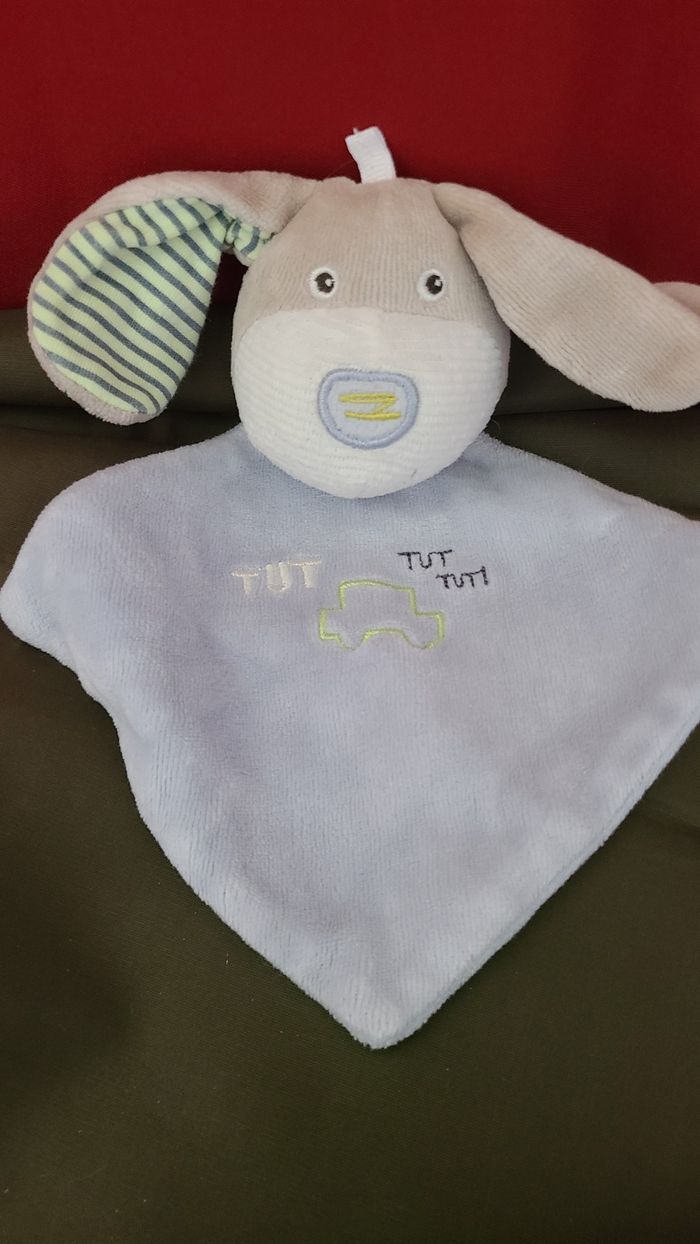 SUCRE D'ORGE DOUDOU CHIEN GRIS PLAT LOSANGE BLEU TUT - photo numéro 2