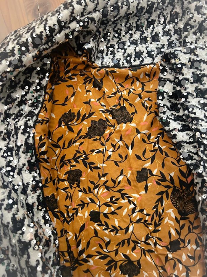 Manteau oversize lainage et sequins pied de poule 42/44 - photo numéro 6