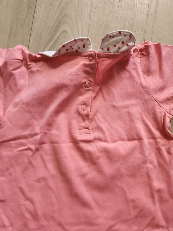 Tee shirt MC rose col Claudine 24mois - photo numéro 4
