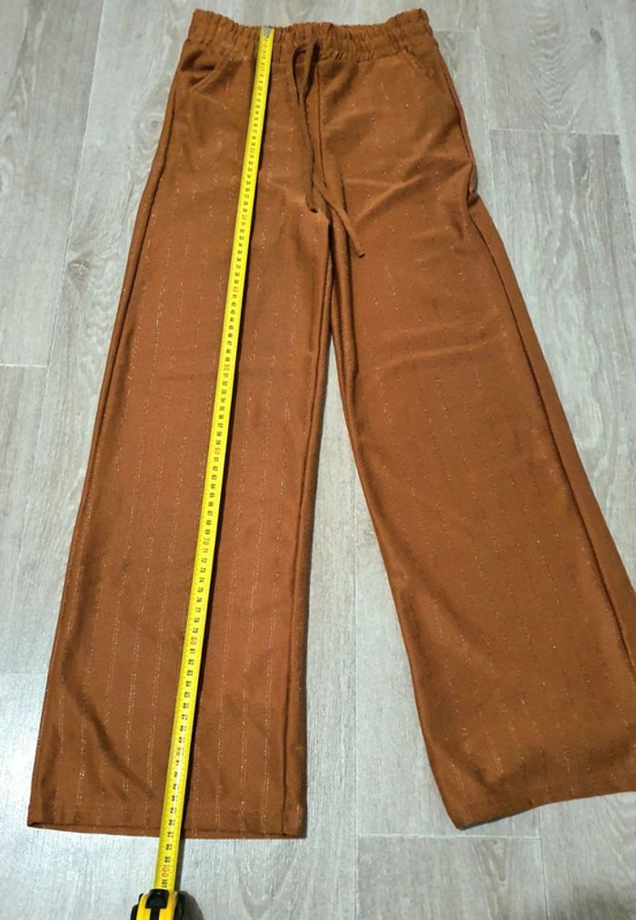 Pontalon marron taille s/m à jambes larges - photo numéro 6