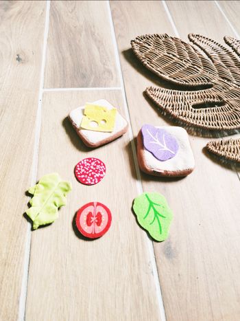 🥪 Dinette Sandwich avec aliments en tissu- peluche et feutrine marque Haba