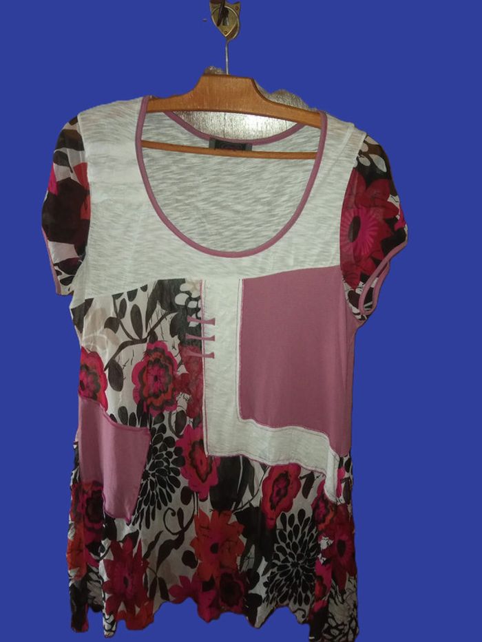 🌸 Blouse - Fleurs roses - Y2K - Taille 44 - CarnaBy 🌸