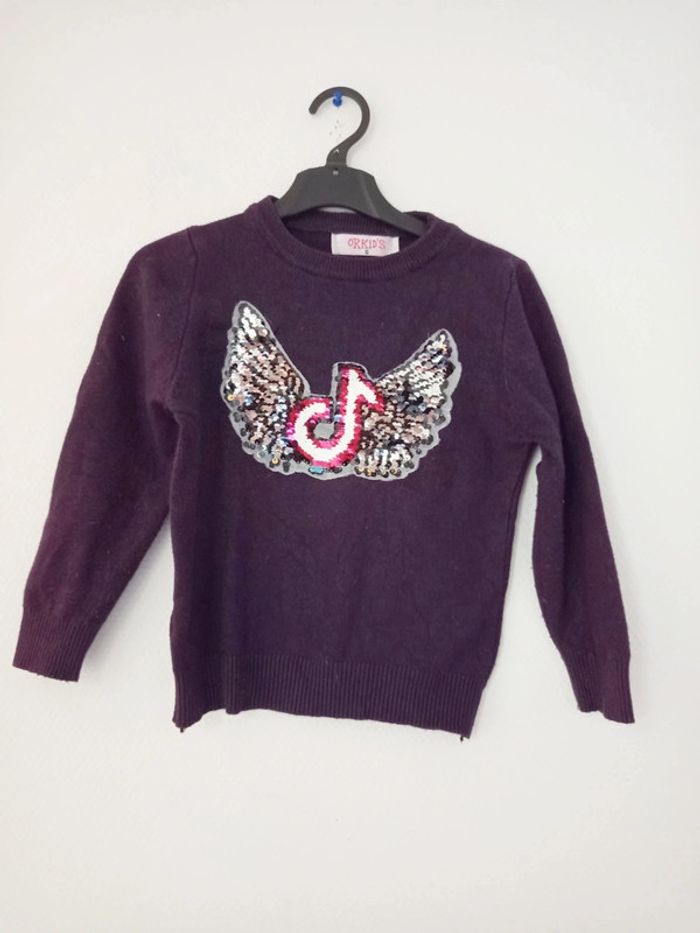 Pull chaud d'hiver paillettes réversible fille w - photo numéro 2