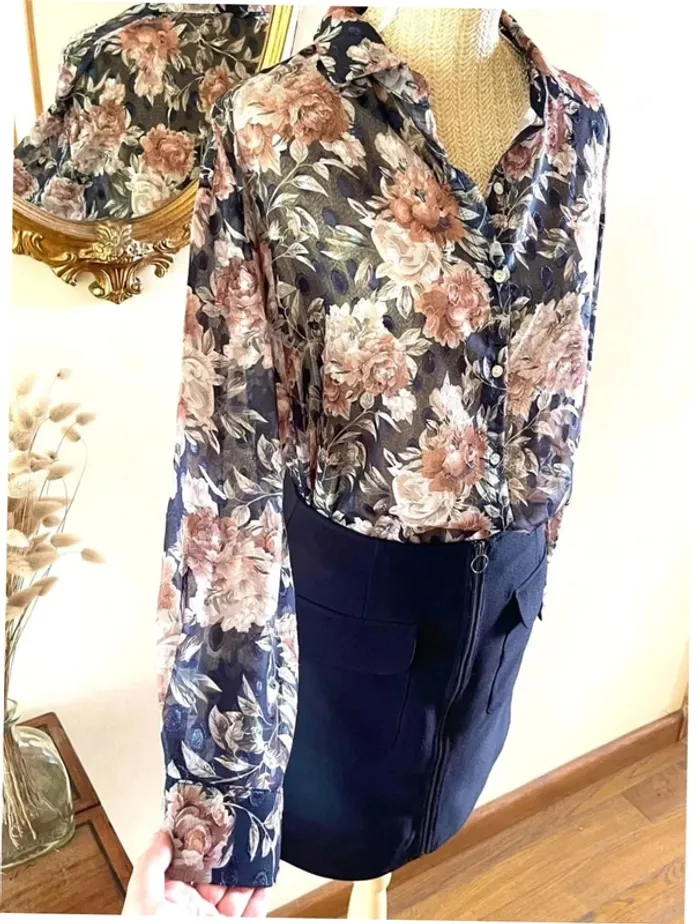 Sublime Haut manche longue Transparent Floral Sophyline taille M/L - photo numéro 2