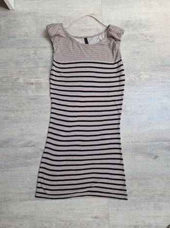 Top marinière long Naf Naf XS gris et bleu