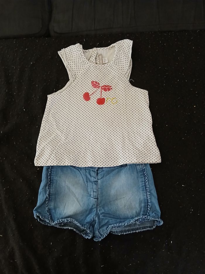 Ensemble été short/haut 18 mois fille