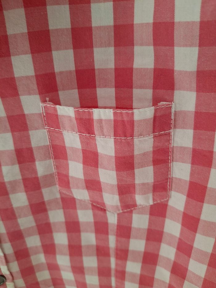 Chemise manches longues vichy blanc et rose 12 ans DPAM - photo numéro 4