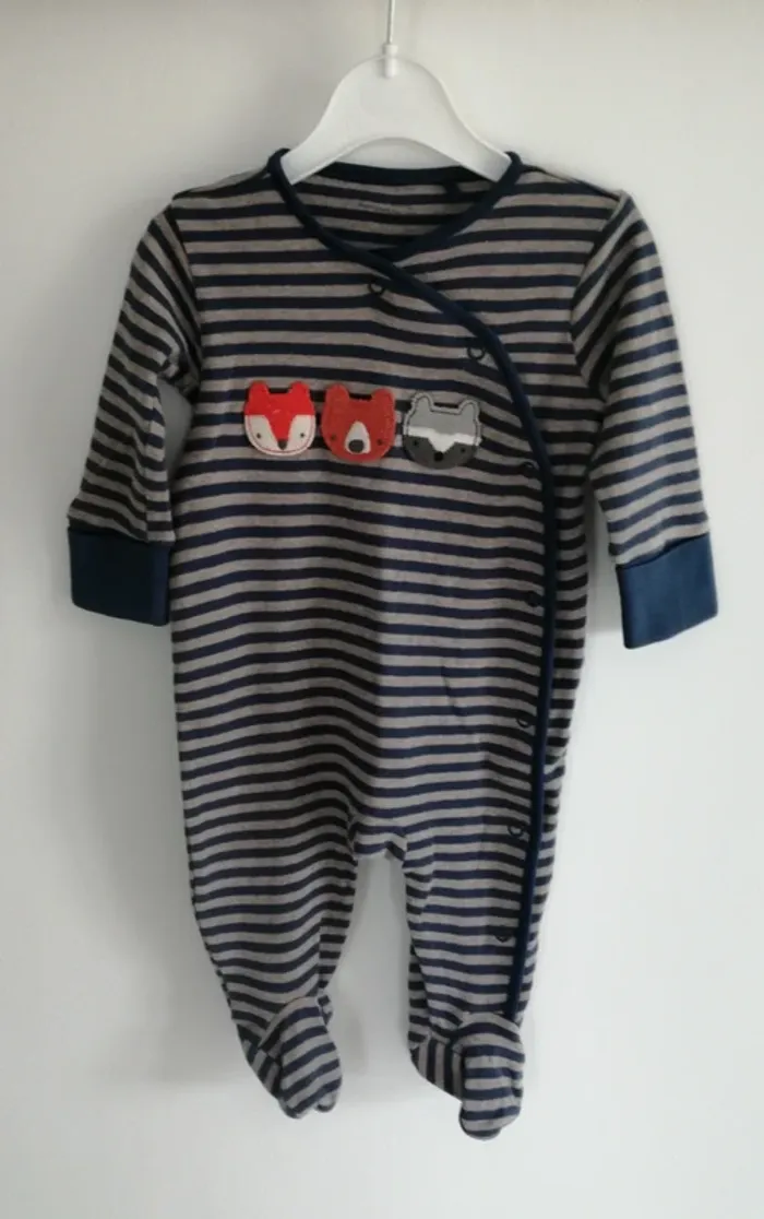 Pyjama coton next bleu rayer marron animaux de la forêt