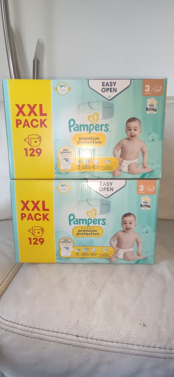 Lot de 2 Packs XXL 129 Couches (soit 258) Pampers Premium protection taille 3 (6-10 kg)