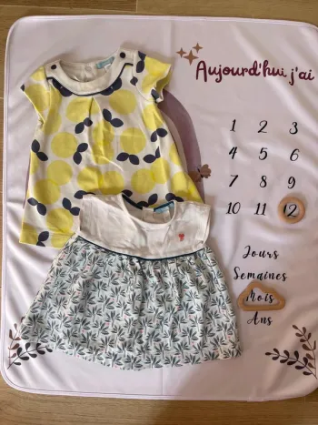 Lot de 2 robes bébé fille - 12 mois - Obaïbi
